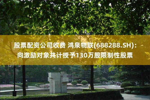 股票配资公司收费 鸿泉物联(688288.SH)：向激励对象共计授予130万股限制性股票