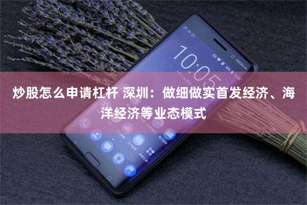 炒股怎么申请杠杆 深圳：做细做实首发经济、海洋经济等业态模式