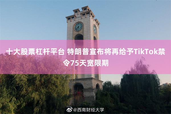十大股票杠杆平台 特朗普宣布将再给予TikTok禁令75天宽限期