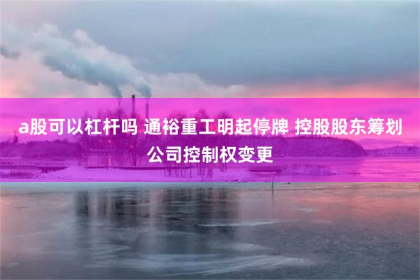 a股可以杠杆吗 通裕重工明起停牌 控股股东筹划公司控制权变更