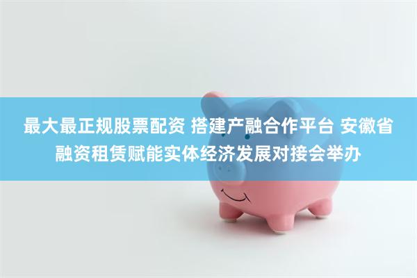 最大最正规股票配资 搭建产融合作平台 安徽省融资租赁赋能实体经济发展对接会举办