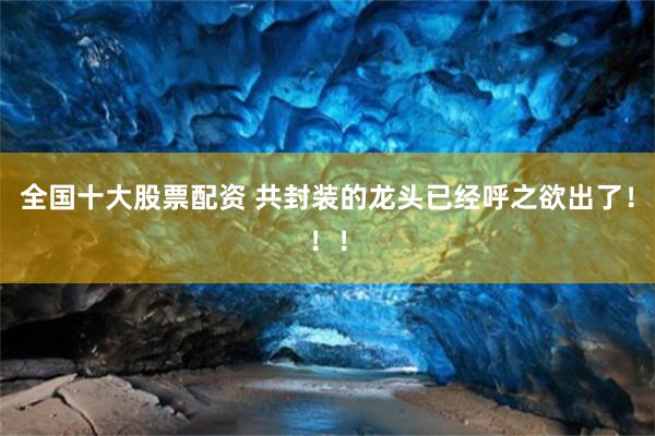 全国十大股票配资 共封装的龙头已经呼之欲出了！！！