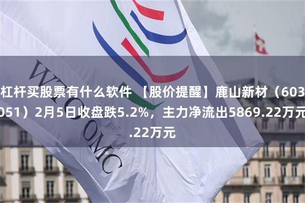 杠杆买股票有什么软件 【股价提醒】鹿山新材（603051）2月5日收盘跌5.2%，主力净流出5869.22万元