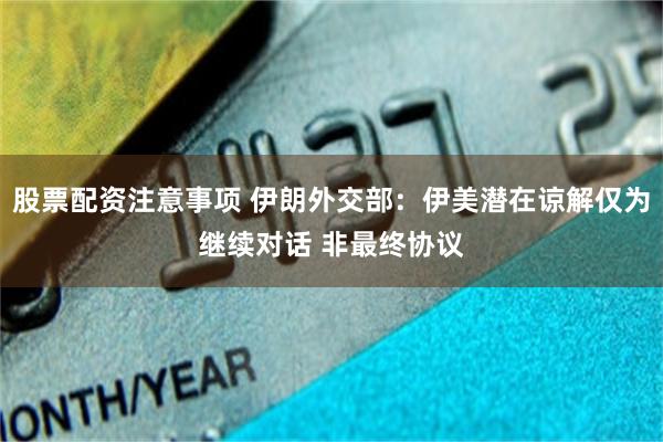 股票配资注意事项 伊朗外交部：伊美潜在谅解仅为继续对话 非最终协议