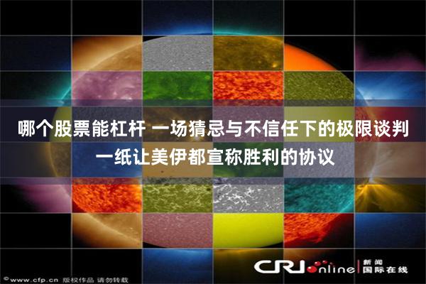 哪个股票能杠杆 一场猜忌与不信任下的极限谈判 一纸让美伊都宣称胜利的协议