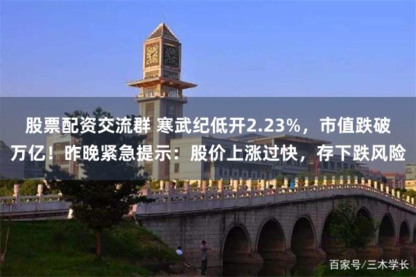 股票配资交流群 寒武纪低开2.23%,市值跌破万亿!昨晚紧急提示:股价上涨过快,存下跌风险