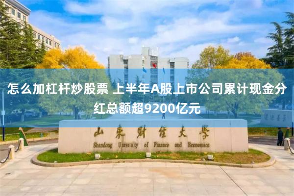 怎么加杠杆炒股票 上半年A股上市公司累计现金分红总额超9200亿元