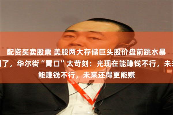 配资买卖股票 美股两大存储巨头股价盘前跳水暴跌，原因找到了，华尔街“胃口”太苛刻：光现在能赚钱不行，未来还得更能赚