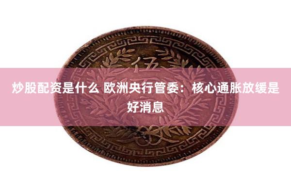 炒股配资是什么 欧洲央行管委：核心通胀放缓是好消息