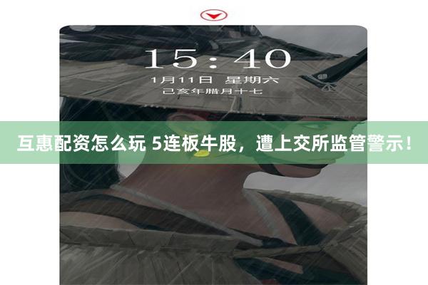 互惠配资怎么玩 5连板牛股，遭上交所监管警示！