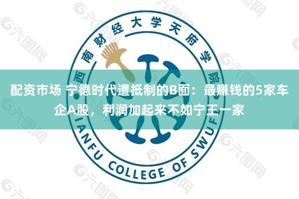 配资市场 宁德时代遭抵制的B面:最赚钱的5家车企A股,利润加起来不如宁王一家