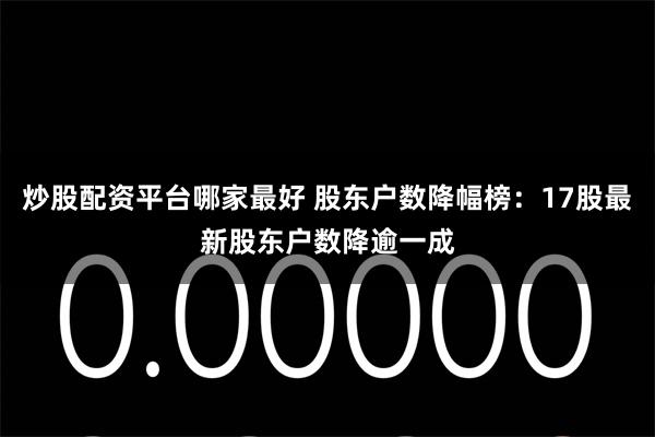 炒股配资平台哪家最好 股东户数降幅榜：17股最新股东户数降逾一成